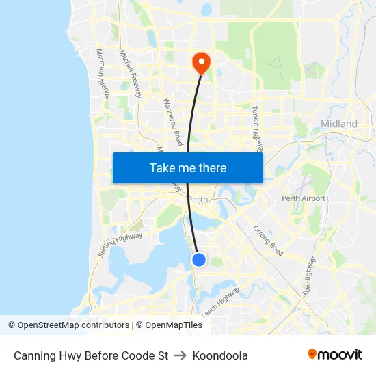 Canning Hwy Before Coode St to Koondoola map