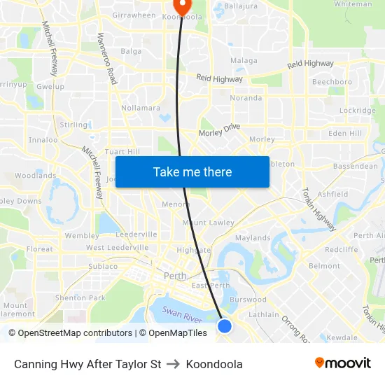 Canning Hwy After Taylor St to Koondoola map