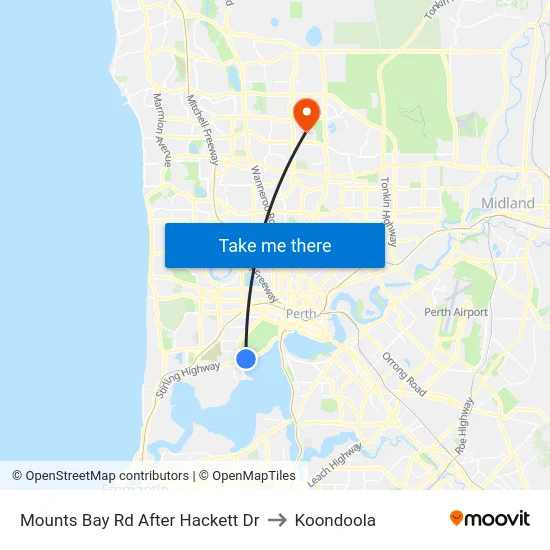 Mounts Bay Rd After Hackett Dr to Koondoola map