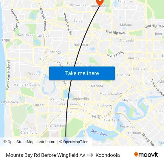 Mounts Bay Rd Before Wingfield Av to Koondoola map