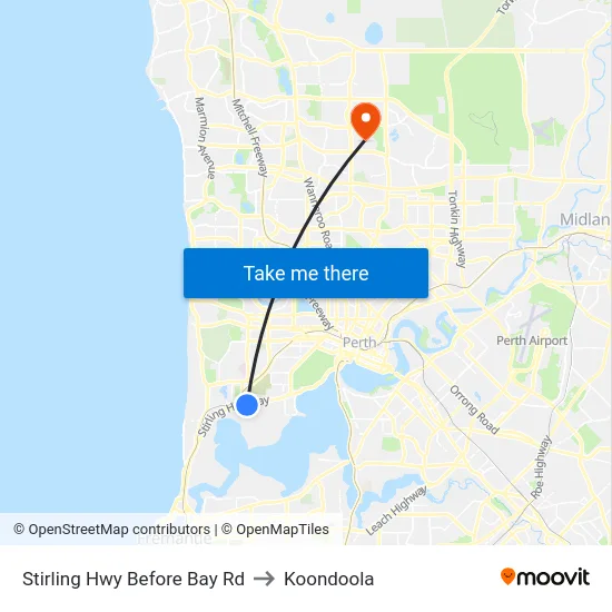 Stirling Hwy Before Bay Rd to Koondoola map