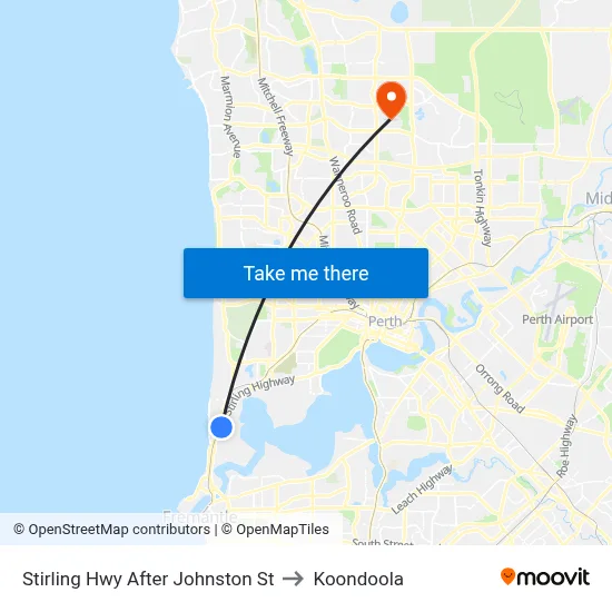 Stirling Hwy After Johnston St to Koondoola map