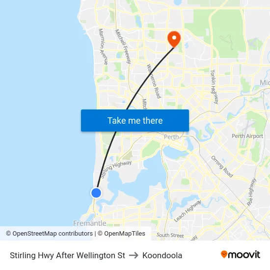 Stirling Hwy After Wellington St to Koondoola map