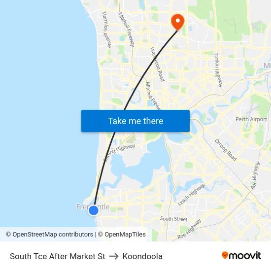 South Tce After Market St to Koondoola map