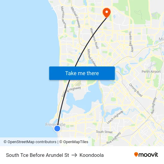 South Tce Before Arundel St to Koondoola map