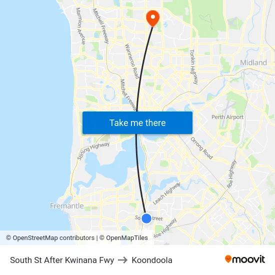 South St After Kwinana Fwy to Koondoola map