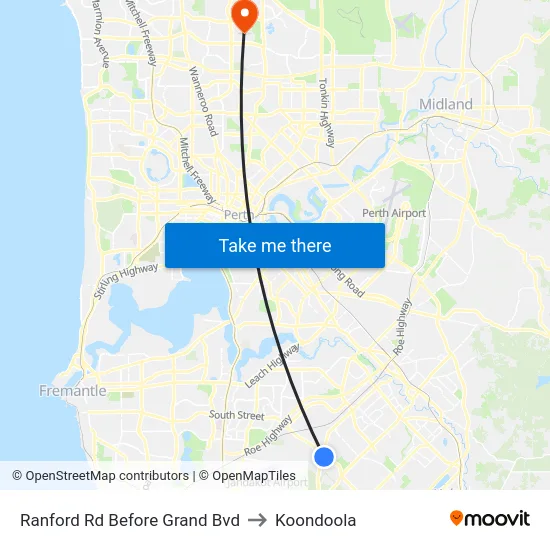 Ranford Rd Before Grand Bvd to Koondoola map