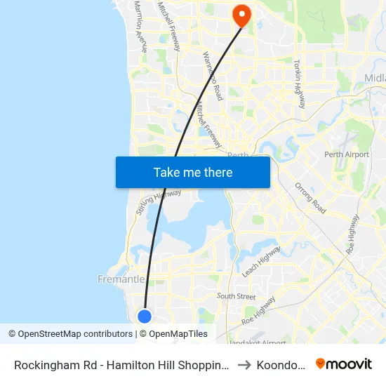 Rockingham Rd - Hamilton Hill Shopping Ctr to Koondoola map