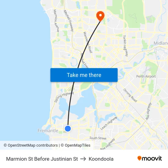 Marmion St Before Justinian St to Koondoola map