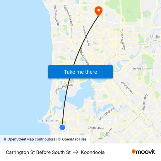 Carrington St Before South St to Koondoola map