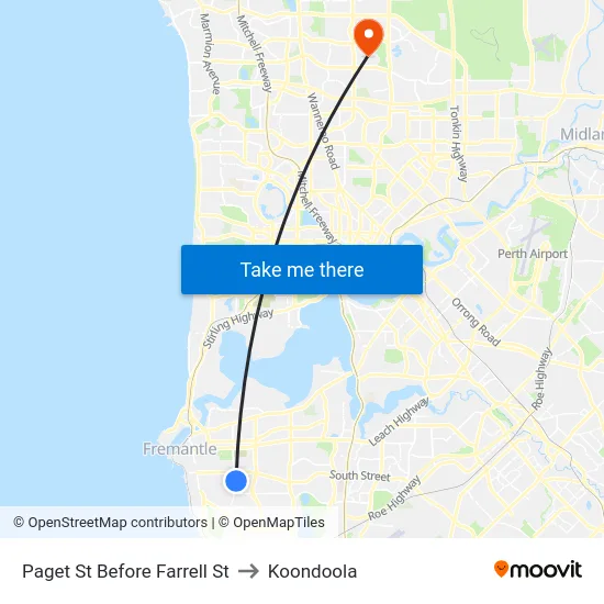 Paget St Before Farrell St to Koondoola map