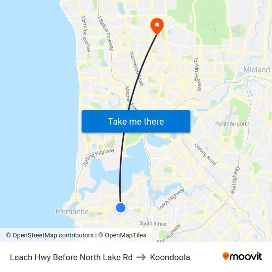 Leach Hwy Before North Lake Rd to Koondoola map