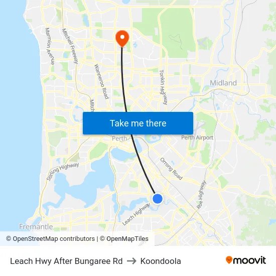 Leach Hwy After Bungaree Rd to Koondoola map