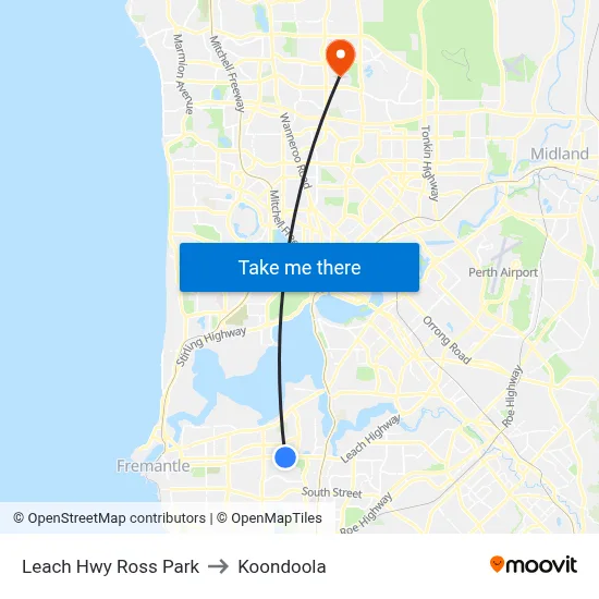 Leach Hwy Ross Park to Koondoola map