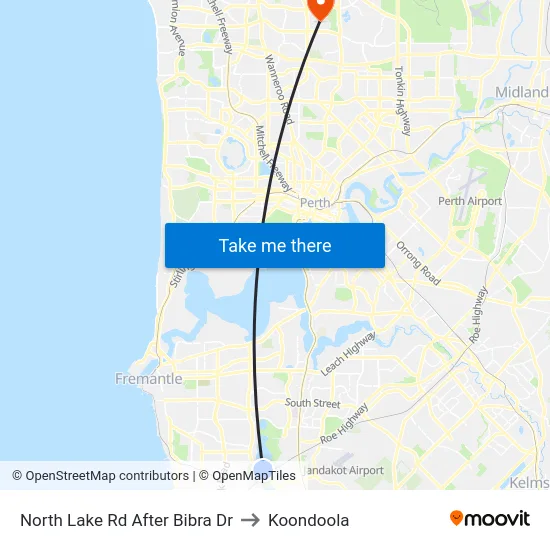 North Lake Rd After Bibra Dr to Koondoola map