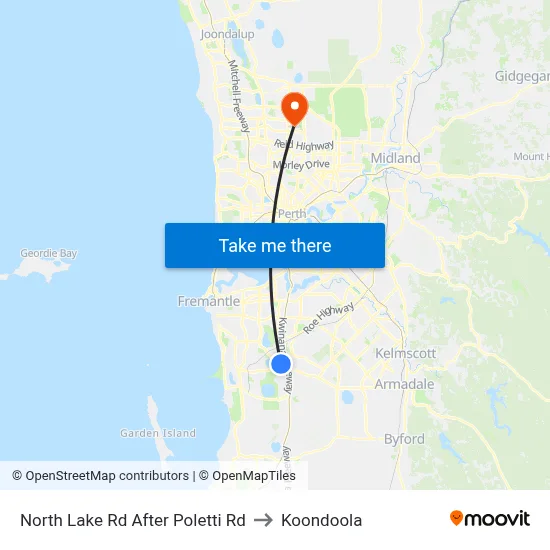 North Lake Rd After Poletti Rd to Koondoola map