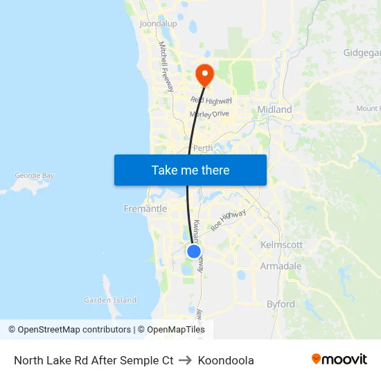 North Lake Rd After Semple Ct to Koondoola map