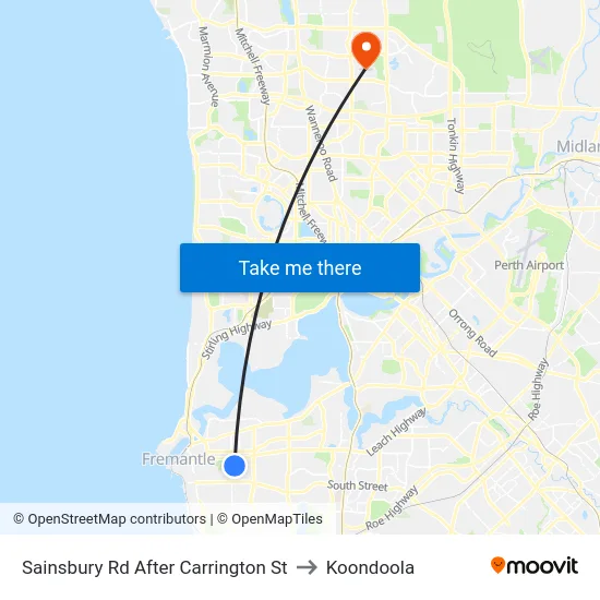 Sainsbury Rd After Carrington St to Koondoola map