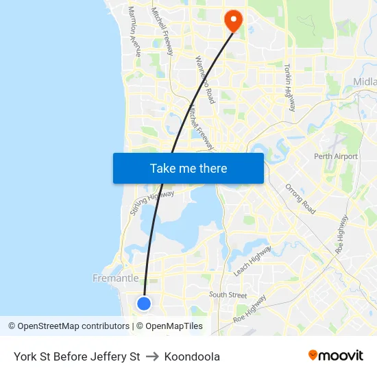 York St Before Jeffery St to Koondoola map