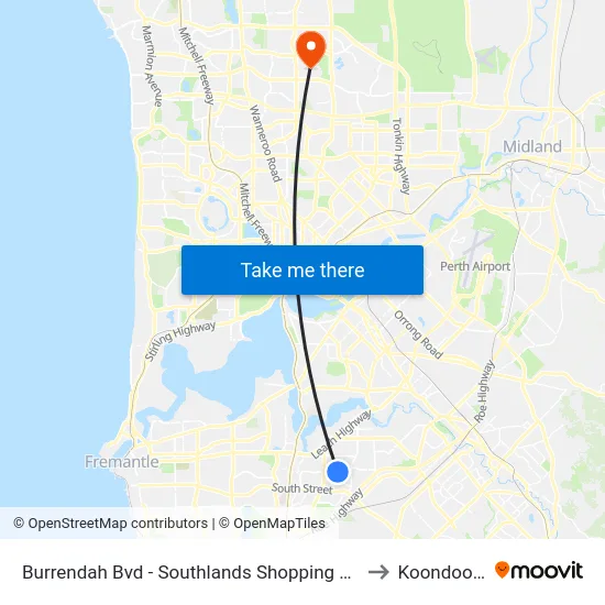 Burrendah Bvd - Southlands Shopping Ctr to Koondoola map