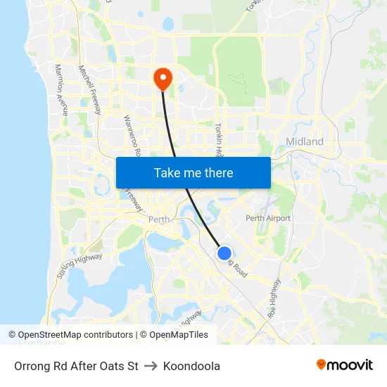 Orrong Rd After Oats St to Koondoola map