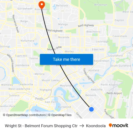 Wright St - Belmont Forum Shopping Ctr to Koondoola map