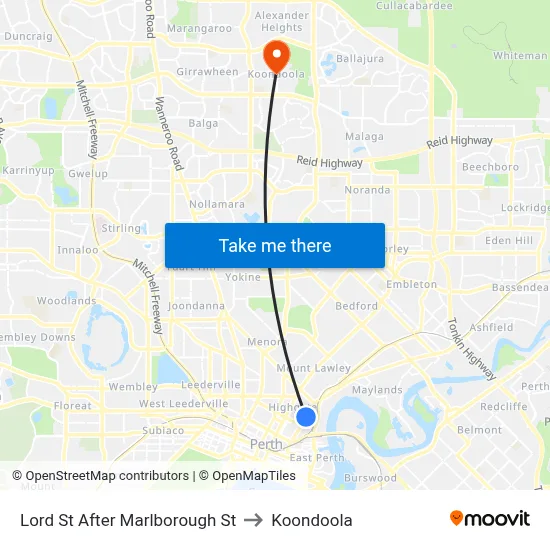 Lord St After Marlborough St to Koondoola map