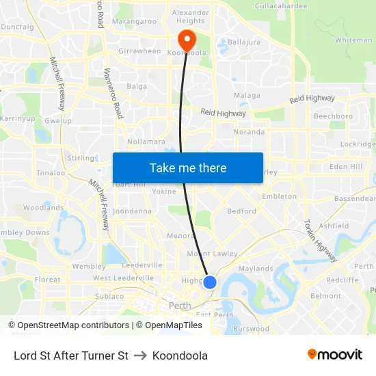 Lord St After Turner St to Koondoola map