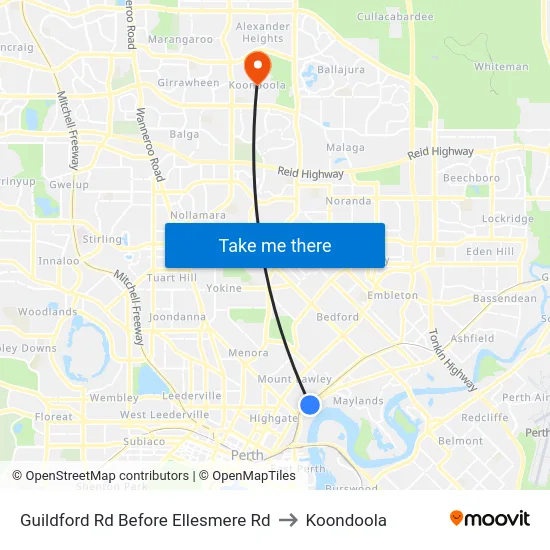 Guildford Rd Before Ellesmere Rd to Koondoola map