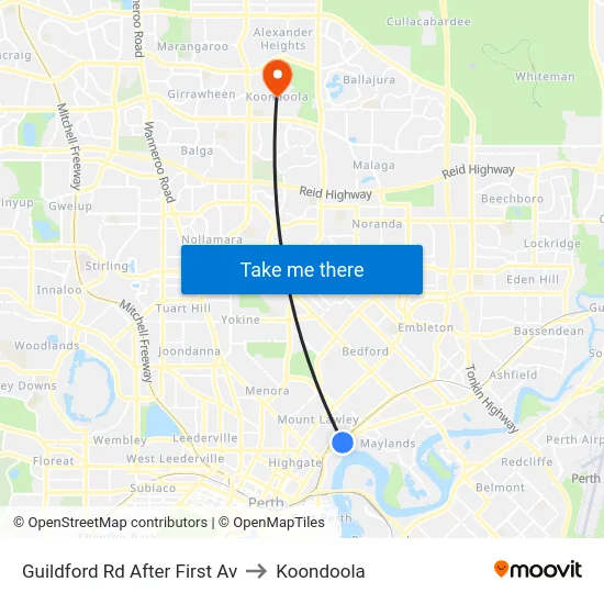 Guildford Rd After First Av to Koondoola map