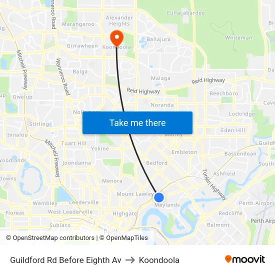 Guildford Rd Before Eighth Av to Koondoola map