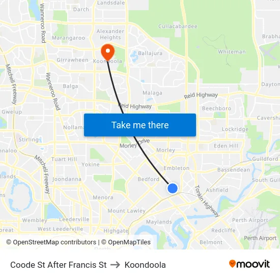 Coode St After Francis St to Koondoola map