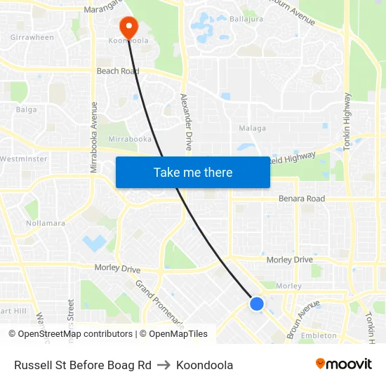 Russell St Before Boag Rd to Koondoola map