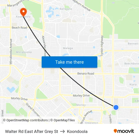 Walter Rd East After Grey St to Koondoola map