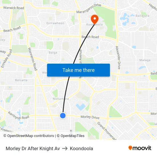 Morley Dr After Knight Av to Koondoola map