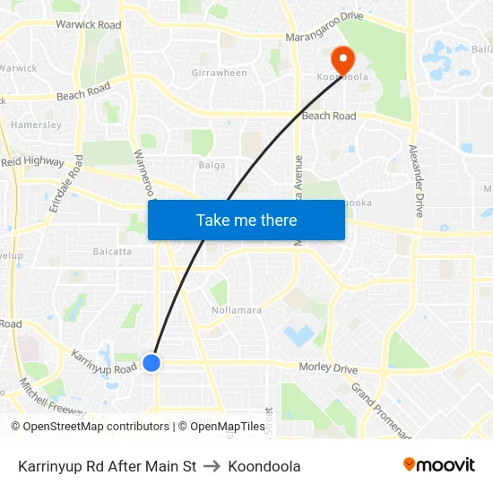 Karrinyup Rd After Main St to Koondoola map