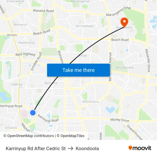 Karrinyup Rd After Cedric St to Koondoola map