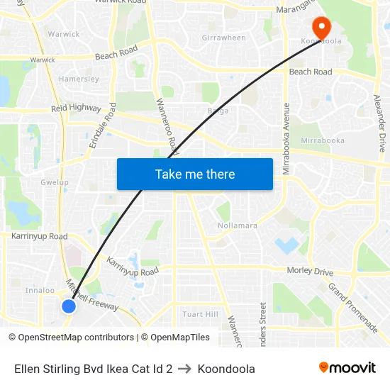 Ellen Stirling Bvd Ikea Cat Id 2 to Koondoola map