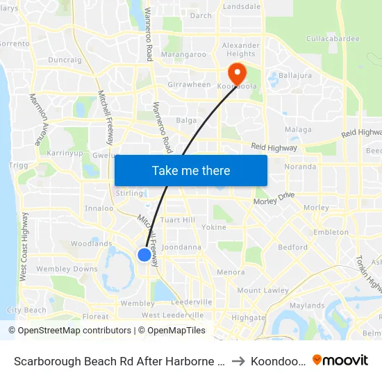 Scarborough Beach Rd After Harborne St to Koondoola map