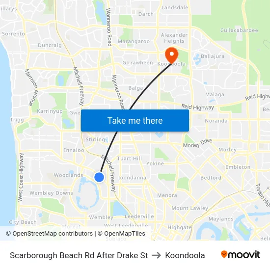 Scarborough Beach Rd After Drake St to Koondoola map