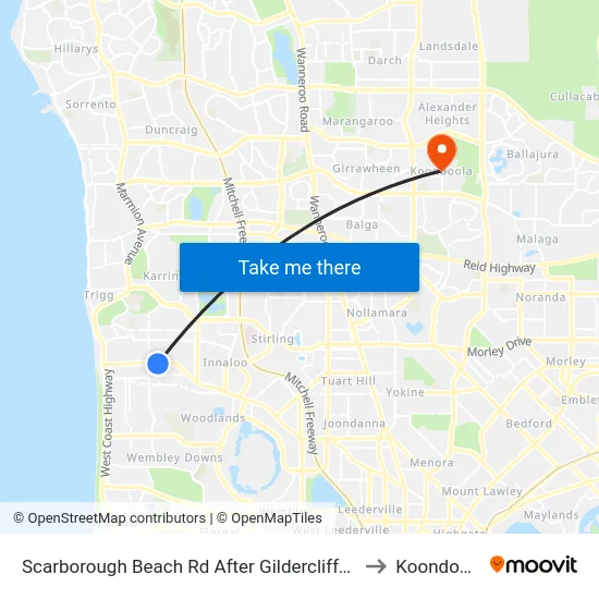Scarborough Beach Rd After Gildercliffe St to Koondoola map