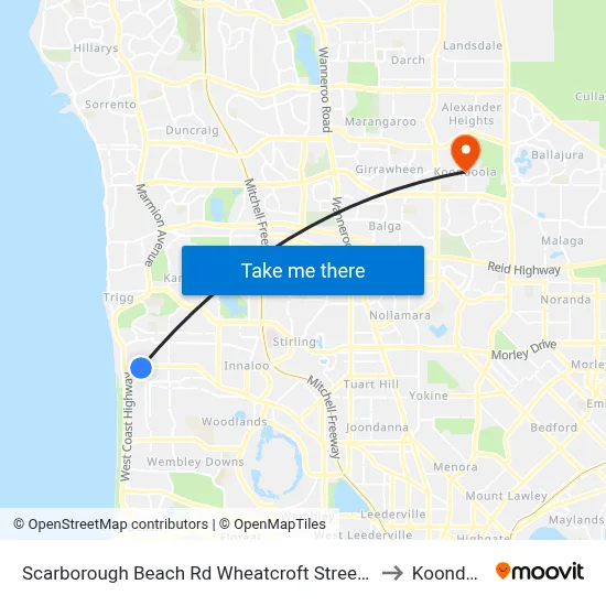 Scarborough Beach Rd Wheatcroft Street Cat Id 18 to Koondoola map