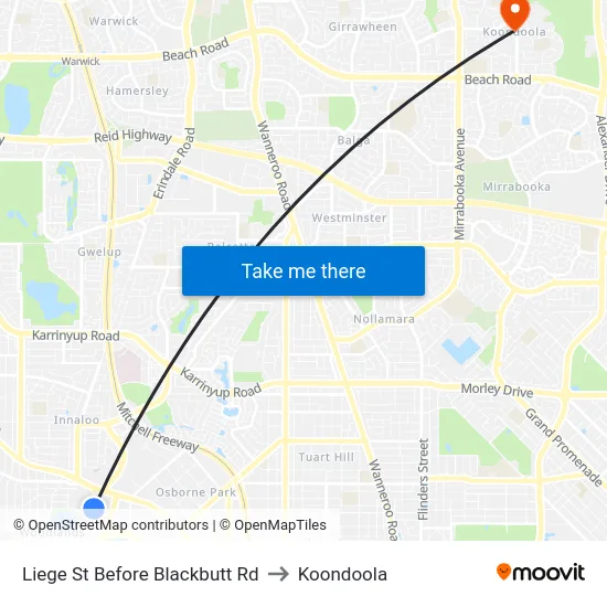 Liege St Before Blackbutt Rd to Koondoola map