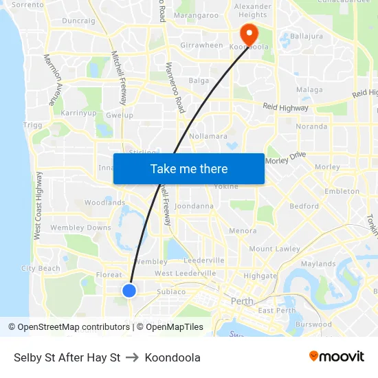 Selby St After Hay St to Koondoola map