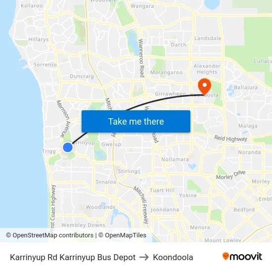 Karrinyup Rd Karrinyup Bus Depot to Koondoola map