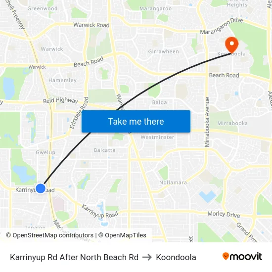 Karrinyup Rd After North Beach Rd to Koondoola map