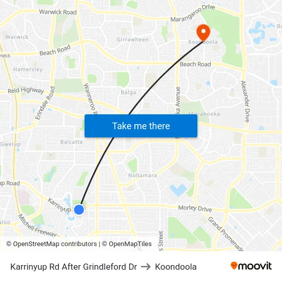 Karrinyup Rd After Grindleford Dr to Koondoola map