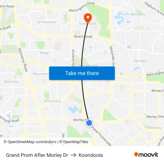 Grand Prom After Morley Dr to Koondoola map