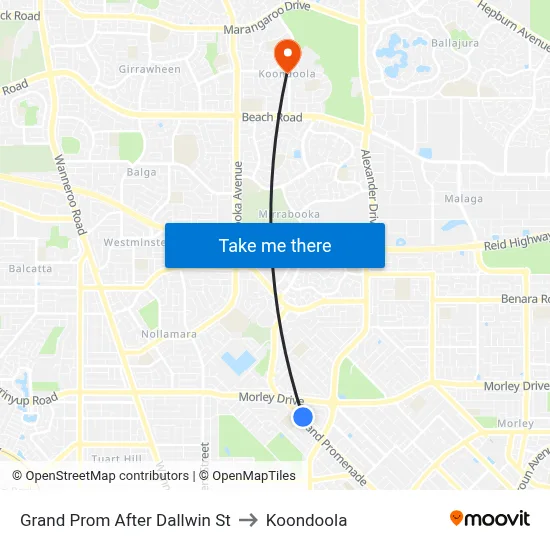 Grand Prom After Dallwin St to Koondoola map