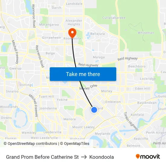 Grand Prom Before Catherine St to Koondoola map